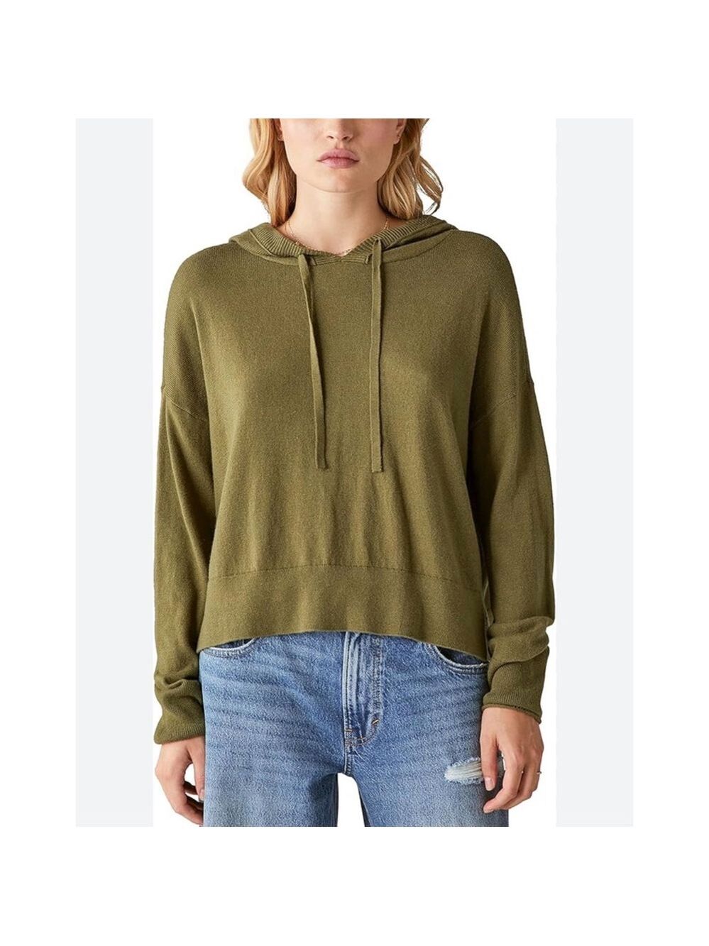 NWT Lucky Brand Cloud soft pullover hooded sweater winter moss green XL